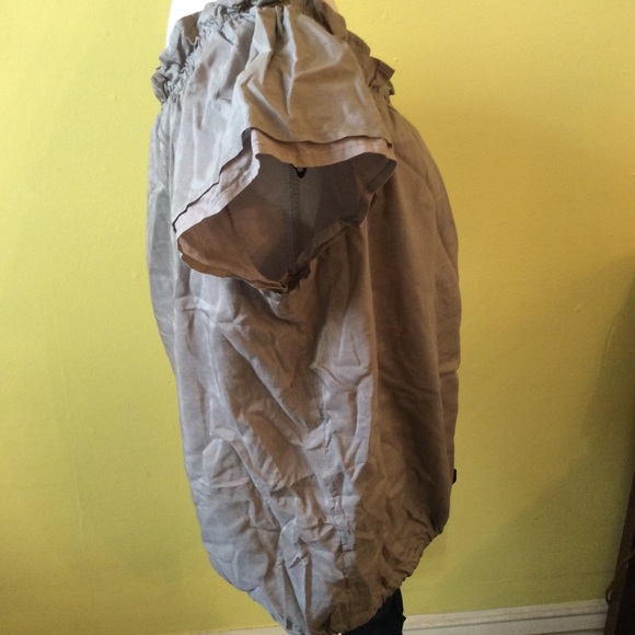 YA DA NWT Gray Gathered Cotton/Silk Top Size L - Picture 7 of 16